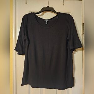 Black Women's Top With Flare Sleeves